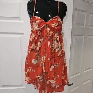 Free People Rust-Orange Floral Maxi Dress